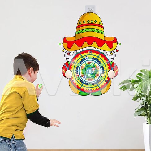 Cinco de Mayo Dart Board Set, Mexican Gnome Party Board with 12 Stick Balls, Hook, Kids Mexico Party Indoor Outdoor Games, Mexican Birthday Party Suppiles for Boys/Girls/Adults Fun in Saudi Arabia
