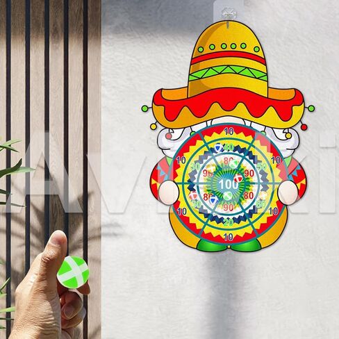 Cinco de Mayo Dart Board Set, Mexican Gnome Party Board with 12 Stick Balls, Hook, Kids Mexico Party Indoor Outdoor Games, Mexican Birthday Party Suppiles for Boys/Girls/Adults Fun in Saudi Arabia
