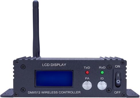 JERRAY DMX512 Wireless Controller, 2.4GHz LCD Display, Stage Light Transmitter Receiver Power Adjustable Repeater Lighting Dimmer Controller for Disco DJ Party Light (T/R Disp Staion) in Kuwait