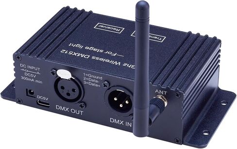 JERRAY DMX512 Wireless Controller, 2.4GHz LCD Display, Stage Light Transmitter Receiver Power Adjustable Repeater Lighting Dimmer Controller for Disco DJ Party Light (T/R Disp Staion) in Kuwait