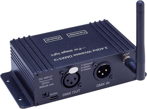 JERRAY DMX512 Wireless Controller, 2.4GHz LCD Display, Stage Light Transmitter Receiver Power Adjustable Repeater Lighting Dimmer Controller for Disco DJ Party Light (T/R Disp Staion) in Kuwait