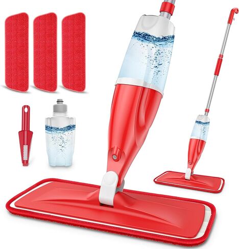 MORFIBER FLOOR MOPS للأرضيات التنظيف - MOPS Hardowod Floor مع 440 مل زجاجات قابلة لإعادة التعبئة 3 منصات ممسحة قابلة للغسل و 1 مكشطة - ممسحة غبار الرطب للخشب الخشبي الخشب الخشب الخشب الخشبي الخشبي الخشبي in Kuwait