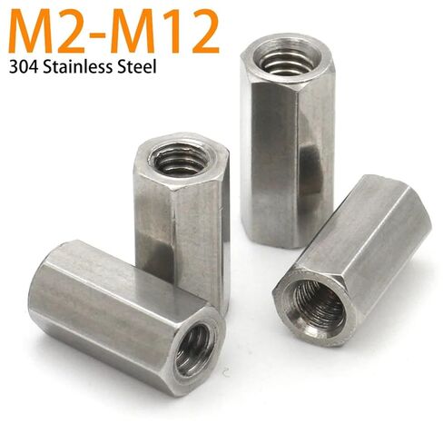 Hex Nut Bolt M2 M3 M4 M5 M6 M8 M10 M12 304 Stainless Steel Standoff Spacer Long Rod Coupling Hollow(25mm) in Saudi Arabia