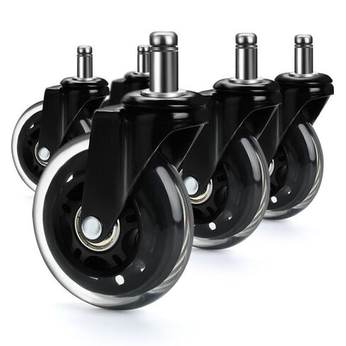 5PCS Office Chair Caster Wheels 3 Inch Swivel Rubber Caster Wheels Replacement Soft Safe Rollers Furniture Hardware(10mm) in Saudi Arabia
