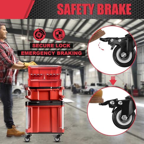 Upgrade Tool Box Dolly Compatible with Milwaukee PACKOUT(TM) Series Modular Storage System,Carbon Steel Carry Cart for Packout Toolbox,Includes (4) Wheels, 200 Lbs Capacity in Kuwait