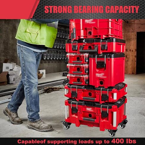 Upgrade Tool Box Dolly Compatible with Milwaukee PACKOUT(TM) Series Modular Storage System,Carbon Steel Carry Cart for Packout Toolbox,Includes (4) Wheels, 200 Lbs Capacity in Kuwait