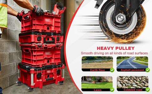 Upgrade Tool Box Dolly Compatible with Milwaukee PACKOUT(TM) Series Modular Storage System,Carbon Steel Carry Cart for Packout Toolbox,Includes (4) Wheels, 200 Lbs Capacity in Kuwait