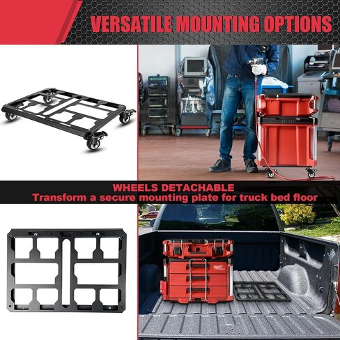 Upgrade Tool Box Dolly Compatible with Milwaukee PACKOUT(TM) Series Modular Storage System,Carbon Steel Carry Cart for Packout Toolbox,Includes (4) Wheels, 200 Lbs Capacity in Kuwait