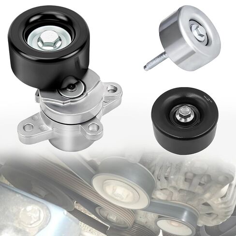 1122000970 Belt Tensioner and Idler Pulley with Drive Belt Assembly Kit Compatible with Mercedes-Benz C240 2002-2005 C280 1998-2000 C320 2002-2005 S430 2000-2004 CL500 CLK320 E320 E430 E500 CL55 S350 in Kuwait