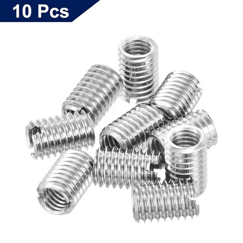 uxcell Thread Adapter Sleeve Reducing Nuts, 10 Pcs M8x1.25 Male to M6x1 Female Stainless Steel Nut Screw Reducer Conversion Fastener, Threaded Insert Repair Sleeve Reducer Nut, Silver in Saudi Arabia