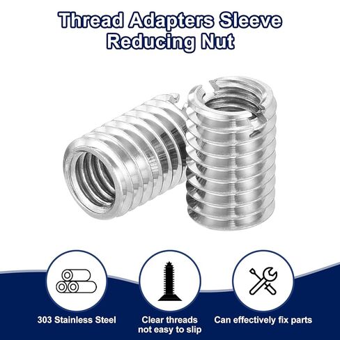 uxcell Thread Adapter Sleeve Reducing Nuts, 10 Pcs M8x1.25 Male to M6x1 Female Stainless Steel Nut Screw Reducer Conversion Fastener, Threaded Insert Repair Sleeve Reducer Nut, Silver in Saudi Arabia