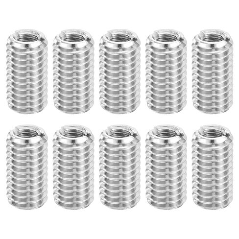 uxcell Thread Adapter Sleeve Reducing Nuts, 10 Pcs M8x1.25 Male to M6x1 Female Stainless Steel Nut Screw Reducer Conversion Fastener, Threaded Insert Repair Sleeve Reducer Nut, Silver in Saudi Arabia