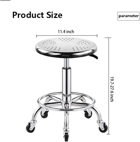 Swivel Stool with Wheels, Adjustable Medical Lab Stool, 304 Stainless Steel Construction, Heavy Duty Round Cushion, 5-Wheel Design for Easy Mobility in Saudi Arabia