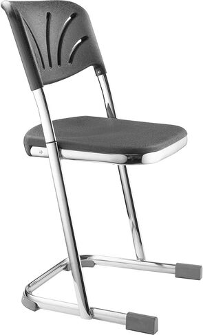 مقعد بلاستيكي حديث مقاس 18 بوصة من Pemberly Row مع مسند ظهر، لمسة نهائية سوداء، تصميم مريح، إطار فولاذي مطلي بالكروم، مقعد جيد التهوية، أرجل قاعدة مزلجة، قابل للتكديس، مقاعد متينة لاستوديوهات الفن أو العلوم in Kuwait