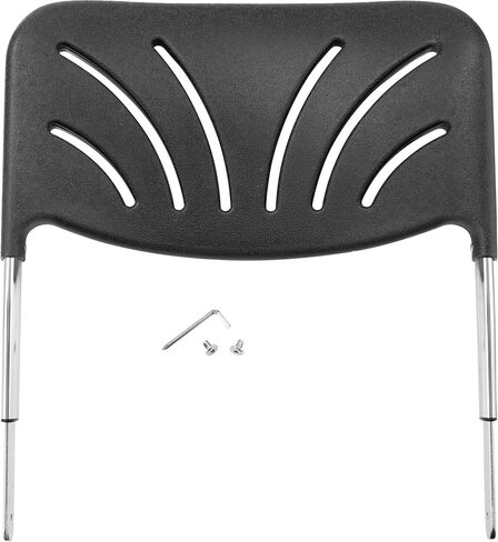 مقعد بلاستيكي حديث مقاس 18 بوصة من Pemberly Row مع مسند ظهر، لمسة نهائية سوداء، تصميم مريح، إطار فولاذي مطلي بالكروم، مقعد جيد التهوية، أرجل قاعدة مزلجة، قابل للتكديس، مقاعد متينة لاستوديوهات الفن أو العلوم in Kuwait