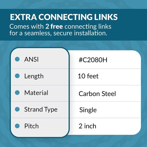 PGN C2080H Heavy Duty Conveyor Roller Chain x 10 Feet + 2 Connecting Links in Saudi Arabia