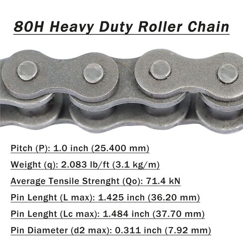 kimllier 80H Heavy Duty Roller Chain 10 Feet with 1 Connecting Links, Carbon Steel, 120 Links in Saudi Arabia