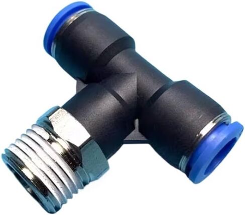 تي شيرت 3 طرق 1/8 بوصة 1/4 بوصة 3/8 بوصة 1/2 بوصة ذكر 4 مم أنبوب نحاسي هوائي دفع في توصيل الهواء المناسب إطلاق سريع (BSPT، 4MM_1/2 بوصة) in Kuwait