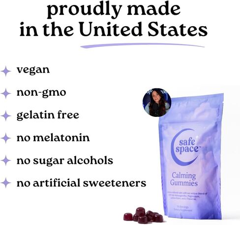 Safe Space Calming Gummies – Stress Relief with Ashwagandha, L-Theanine, Magnesium & Lemon Balm – Relaxation & Sleep Support – from ASMR – Vegan (60 Count) in Saudi Arabia