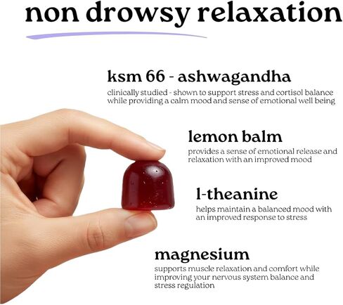 Safe Space Calming Gummies – Stress Relief with Ashwagandha, L-Theanine, Magnesium & Lemon Balm – Relaxation & Sleep Support – from ASMR – Vegan (60 Count) in Saudi Arabia
