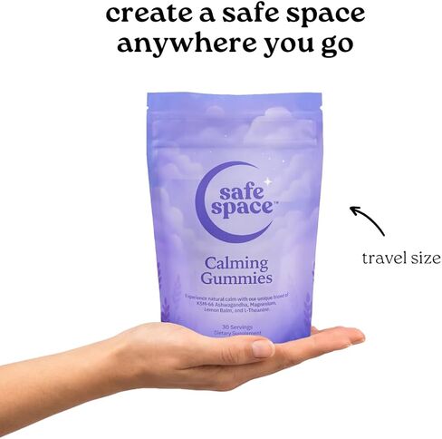 Safe Space Calming Gummies – Stress Relief with Ashwagandha, L-Theanine, Magnesium & Lemon Balm – Relaxation & Sleep Support – from ASMR – Vegan (60 Count) in Saudi Arabia