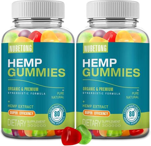 2 Packs Hemp Gummies for Sleep, Pain, Anxiety Relief High Potency Supplement Edible Bear Gummy Extra Strength Pure Natural Hemp Oil Extract Non-GMO, Vegan in Kuwait