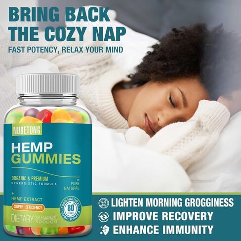 2 Packs Hemp Gummies for Sleep, Pain, Anxiety Relief High Potency Supplement Edible Bear Gummy Extra Strength Pure Natural Hemp Oil Extract Non-GMO, Vegan in Kuwait
