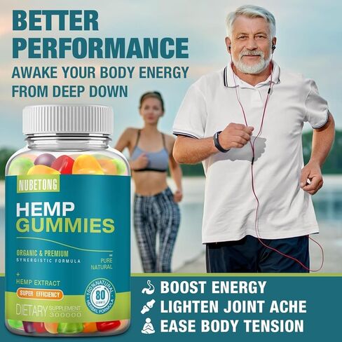 2 Packs Hemp Gummies for Sleep, Pain, Anxiety Relief High Potency Supplement Edible Bear Gummy Extra Strength Pure Natural Hemp Oil Extract Non-GMO, Vegan in Kuwait