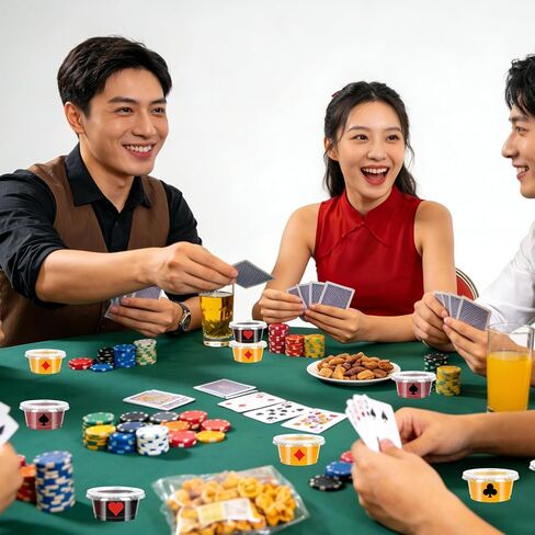 JarThenaAMCS 80 Pcs Casino Party Sauce Cup Jelly Shot Cups with Lids Mini Poker Disposable Plastic Containers for Holidays Game Night Party Supplies, 2 Oz in Saudi Arabia