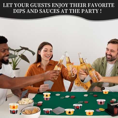 JarThenaAMCS 80 Pcs Casino Party Sauce Cup Jelly Shot Cups with Lids Mini Poker Disposable Plastic Containers for Holidays Game Night Party Supplies, 2 Oz in Saudi Arabia