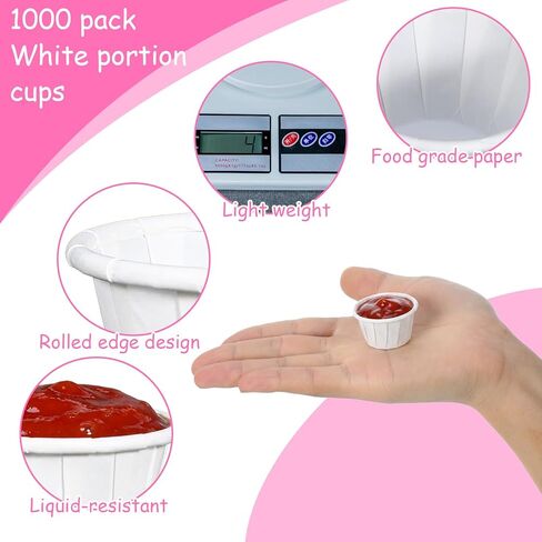 1000 Pack White Disposable Paper Cups 0.5oz Small Sample Souffle Portion Cups with Water Proof Lining, Mini Mouthwash Cup for Travel, Picnics, Parties, Jello Shots, Juice, Dessert in Kuwait