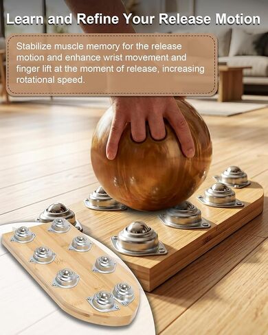 Bowling Ball Release Trainer, 14"x 7" x 1 "Wooden Bowling Release Trainer, Bowling Training Aid, Suitable for Home, Office, Bowling Training Centers in Kuwait