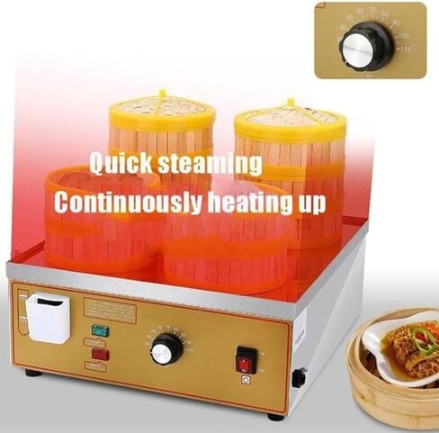 Electric Dim Sum Steamer Commercial Electric Steamer with Dry Boiling Alarm and Independent Water Supply System 30 110℃ Constant Temperature Adjustment for Cooking 6holes in Saudi Arabia