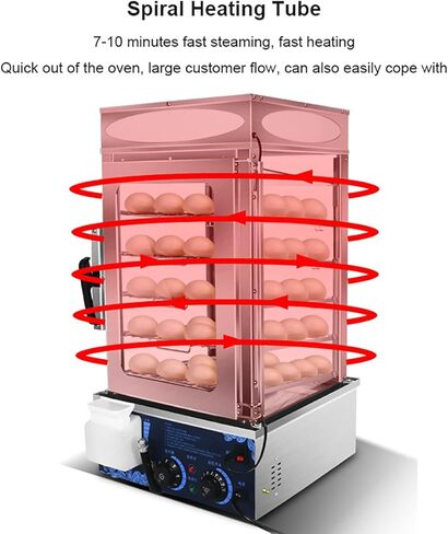 5-Layer Commercial Bun Steamer Electric Dim Sum Steamer for Bao Buns 1200W (30-110℃) Temperature Range + (10-60 Minutes) Timing Electric Food Steamer Warmer in Saudi Arabia