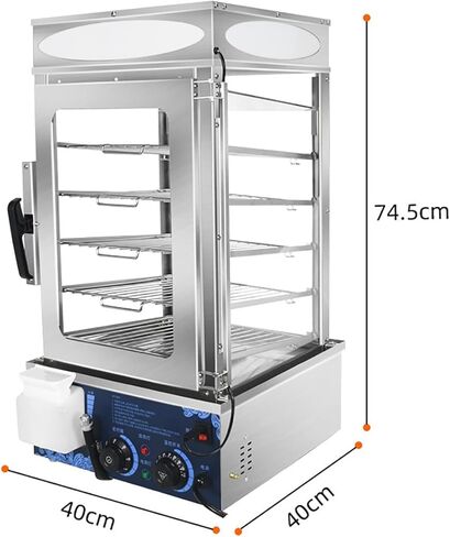 5-Layer Commercial Bun Steamer Electric Dim Sum Steamer for Bao Buns 1200W (30-110℃) Temperature Range + (10-60 Minutes) Timing Electric Food Steamer Warmer in Saudi Arabia