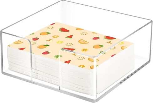 Acrylic Napkin Holder, Clear Square Cocktail Napkin Holder, Paper Lucite Tray with Side Opening, Flat Tissue Holder for Table Kitchen Bathroom Bar Dinner Party Decor,5.3 X 5.3 X 2.2 In in Kuwait