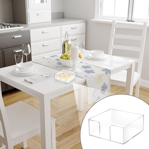 Acrylic Napkin Holder, Clear Square Cocktail Napkin Holder, Paper Lucite Tray with Side Opening, Flat Tissue Holder for Table Kitchen Bathroom Bar Dinner Party Decor,5.3 X 5.3 X 2.2 In in Kuwait
