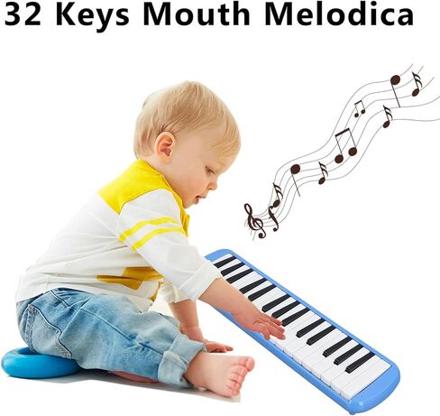 TOPINCN 32 Key Melodica, 32 Key Melodica Instrument Keyboard Soprano Piano Style with Mouthpiece Tube Sets for Beginners Adults Gift in Kuwait