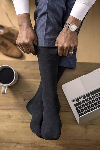 IOMI - 6 Pack Mens Thin Non Binding Extra Wide Loose Top Cotton Diabetic Socks (7-12 US, Blue) in Saudi Arabia