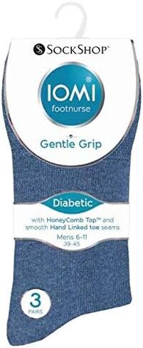 IOMI - 6 Pack Mens Thin Non Binding Extra Wide Loose Top Cotton Diabetic Socks (7-12 US, Blue) in Saudi Arabia