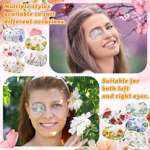 Geiserailie 100 Pcs Adhesive Eye Patches Bulk for Adults Women 10 Style Vintage Boho Adhesive Eyepatches Disposable Breathable Latex Free Eyepatches Gift for Lazy Eye Women in Saudi Arabia