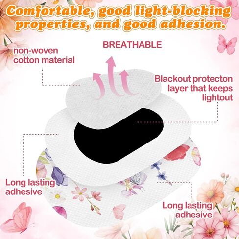 Geiserailie 100 Pcs Adhesive Eye Patches Bulk for Adults Women 10 Style Vintage Boho Adhesive Eyepatches Disposable Breathable Latex Free Eyepatches Gift for Lazy Eye Women in Saudi Arabia