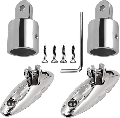 Bimini Top Hardware, Deck Side Mounted Quick Release Hinges, Eye end caps,Boat Fittings Fits 7/8'' or 1'' OD 316 Stainless Steel Heavy Dudy Parts for Canopy (2 Pair) in Kuwait