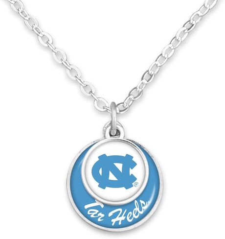 From the Heart North Carolina Tar Heels Stacked Disk Necklace Jewelry Gift Licensed UNC, Silver in Saudi Arabia