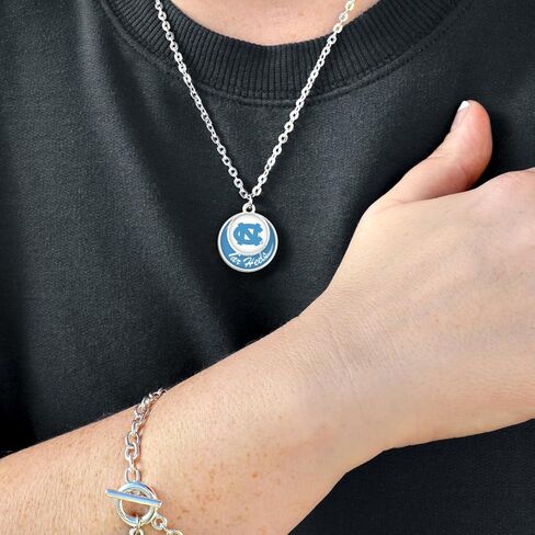 From the Heart North Carolina Tar Heels Stacked Disk Necklace Jewelry Gift Licensed UNC, Silver in Saudi Arabia