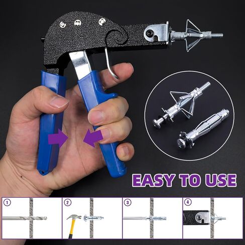 Swpeet 19Pcs 5Sizes M4 M5 M6 Zinc Plated Carbon Steel Hollow Drive Wall Anchor with Wall Anchor Setting Tool Assortment Kit, Molly Bolt Drive Anchor Kit for Drywall in Saudi Arabia