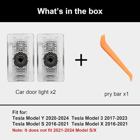 2025 Model Y Logo Projector for Tesla Car Door Light LED Puddle Lights 3D Welcome Light Cool Stuff Model 3/Y/S/X Accessories (White-4 PCS) in Kuwait
