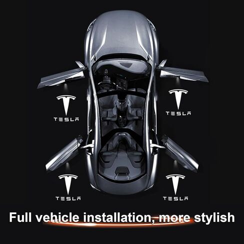 2025 Model Y Logo Projector for Tesla Car Door Light LED Puddle Lights 3D Welcome Light Cool Stuff Model 3/Y/S/X Accessories (White-4 PCS) in Kuwait