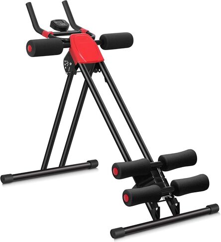 GYMAX Ab Machine, 440LBS Abdominal Workout Equipment with LCD Monitor, Adjustable Incline & Kneed Protection, Folding Compact Ab Trainer for Stomach Workout, Home Gym Core Strength Training in Saudi Arabia