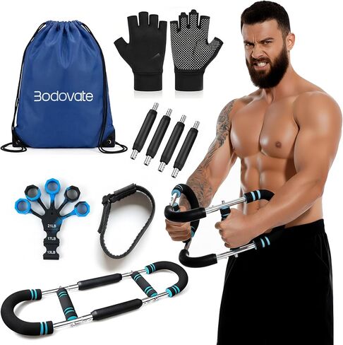 Twister Arm Trainer, Adjustable Home Workout Equipment for Men & Women, Home Gym Chest Trainer, Muscle Builder & Strength Training for Arms, with 2 Springer, Finger Stretcher, Gloves in Saudi Arabia